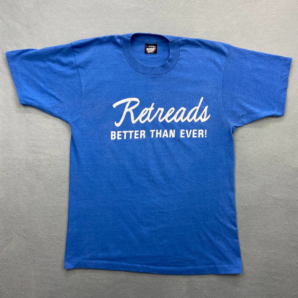 Vintage Retreads Better Than Ever! T-Shirt Single Stitch Screen Stars Large